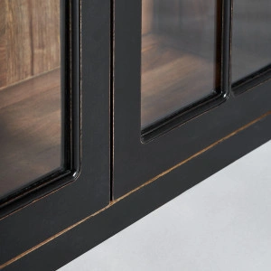 Bufet superior negru din lemn de mango, 218x42x113 cm, ZENICA