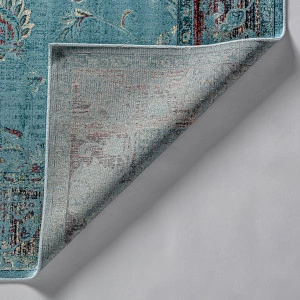 Covor dreptunghiular turcoaz cu ornamente, din viscoză, 230x160 cm, SUYAY - Img 5