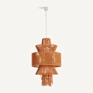 Lustra portocalie din bumbac, stil boho, 50 x 50 x 70 cm, CORAL