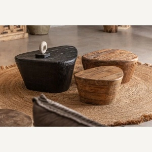 Masa de cafea natur, din lemn de tec, 70x60x34 cm, LESTANS