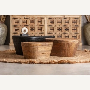 Masa de cafea neagra, din lemn de tec, 77x64x40 cm, LESTANS