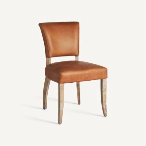 Scaun dining maro, din piele și lemn de mesteacăn, 52x64x88 cm, TOLLA