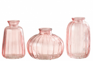 Set de 3 vaze roz, din sticlă, 10,5x10,5x9 cm, LARI
