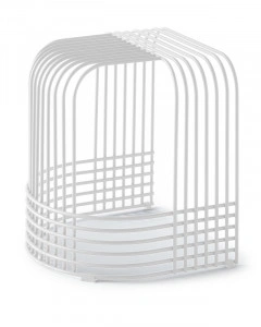 Taburet alb din metal, 39,8x41,8x44,4 cm, DROP END
