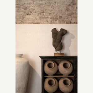 Decorațiune bust bărbat gri/maro din teracotă, 42x16x71 cm, MAN - Img 2