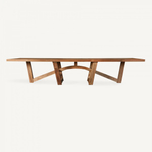 Masă dining natur, din lemn de tec, 400x128x79 cm, NYSTED