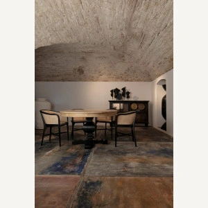 Scaun dining negru/natur, din lemn de mesteacăn și in, 54x56x78 cm, NUCHIS - Img 8