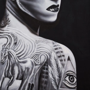 Tablou alb/negru, din canvas, 140x4x180 cm, CHARLOTTE - Img 3