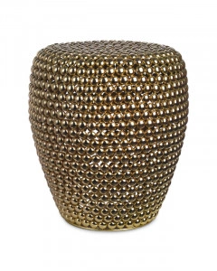 Taburet rotund auriu din metal, 40x40x46 cm, DOT