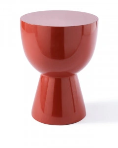 Taburet rotund, roșu coral, din poliester, 35,5x46 cm, TIP TAP