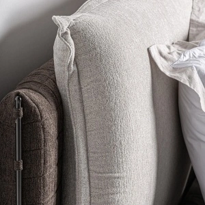 Pat bej, din textil si lemn de pin, 225x220x116 cm, KYOTO