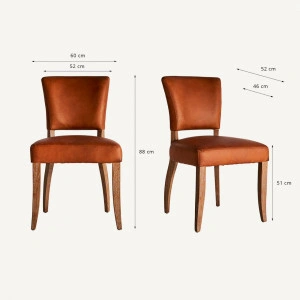 Scaun dining maro, din piele și lemn de mesteacăn, 52x64x88 cm, TOLLA - Img 3