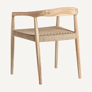 Scaun dining natur din lemn de tec, 57x52x73 cm, CAEN - Img 4