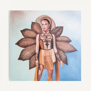 Tablou multicolor, din canvas, 140x4x140 cm, OLIVIA