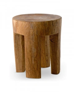 Taburet cognac din lemn, 36x36x40 cm, ROUND
