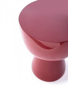 Taburet rotund, roșu burgundy, din poliester, 35,5x46 cm, TIP TAP