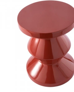 Taburet rotund, roșu coral, din poliester, 35,5x35,5x46 cm, ZIG ZAG