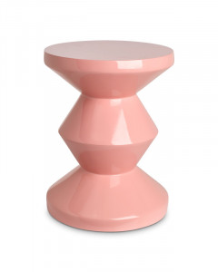 Taburet rotund, roz deschis, din poliester, 35,5x35,5x46 cm, ZIG ZAG