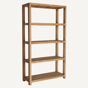 Bibliotecă maro, din lemn reciclat de ulm, 115x41x206 cm, UDINE - Img 2