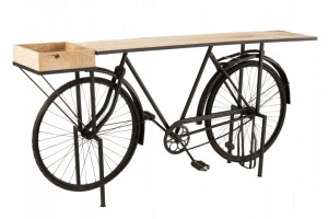 Consolă Bicicletă Metal/Lemn de Mango Negru/Natural (1501)
