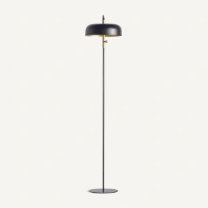 Lampadar negru/auriu din fier și alamă, 31x31x148 cm, VICAL