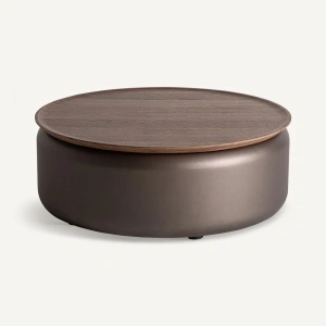 Masa de cafea gri/natur, rotunda, din placaj, 90x90x33 cm, BUGDORF