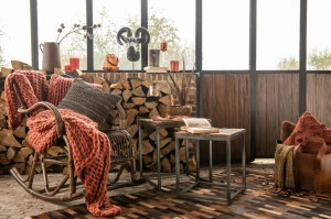 Pătură tricotată cu zale XXL, rosu caramiziu - Img 2