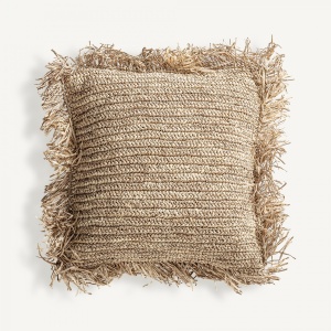 Perna patrata bej, din fibra naturala si poliester, 55x55x15 cm, IGOTZ