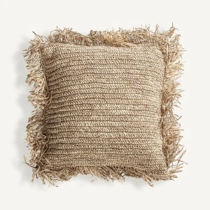 Perna patrata bej, din fibra naturala si poliester, 55x55x15 cm, IGOTZ