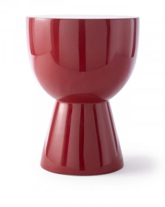 Taburet rotund, roșu burgundy, din poliester, 35,5x46 cm, TIP TAP