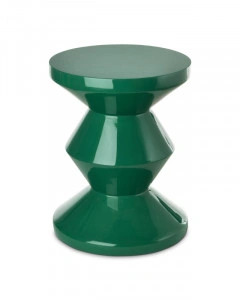 Taburet rotund, verde închis, din poliester, 35,5x35,5x46 cm, ZIG ZAG