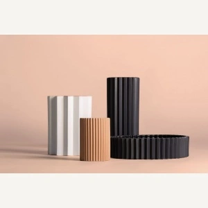 Vaza maro deschis, din ceramica, 15x14x20 cm, PLISSE