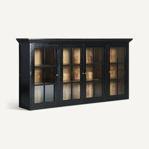 Bufet superior negru din lemn de mango, 218x42x113 cm, ZENICA