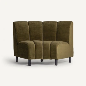 Canapea modulară verde, din catifea, 180x72x86 cm, SHUL