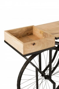 Consolă Bicicletă Metal/Lemn de Mango Negru/Natural (1501) - Img 4