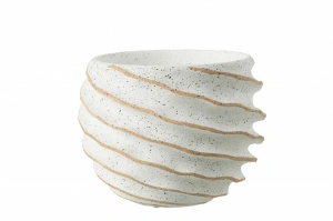 Ghiveci alb/bej, din ceramică, 27x27x21 cm