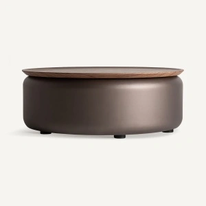 Masa de cafea gri/natur, rotunda, din placaj, 90x90x33 cm, BUGDORF
