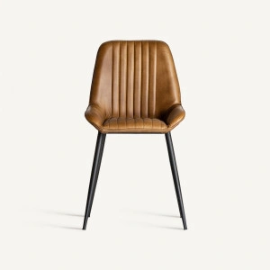 Scaun dining maro camel, din fier și piele, 44x52x84 cm, MORTON - Img 2