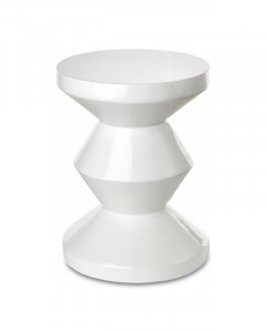 Taburet rotund, alb, din poliester, 35,5x35,5x46 cm, ZIG ZAG