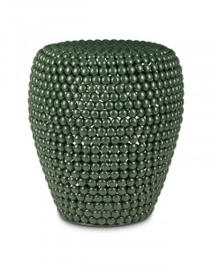Taburet rotund verde închis din metal, 40x40x46 cm, DOT
