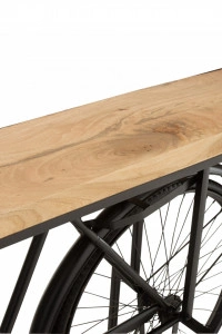Consolă Bicicletă Metal/Lemn de Mango Negru/Natural (1501) - Img 5