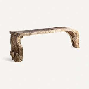 Consolă natur, din lemn tropical, 220x80x79 cm, YELKI