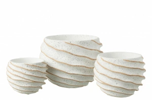 Ghiveci alb/bej, din ceramică, 27x27x21 cm