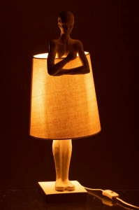 Lampă suport figurină, rășină albă - Img 3