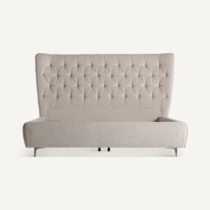 Pat alb, din poliester si lemn de pin, 206x232x138 cm, BEND