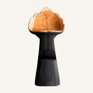 Scaun de bar negru/natur, din lemn de suar, 50x46x112 cm, HOJA - Img 2
