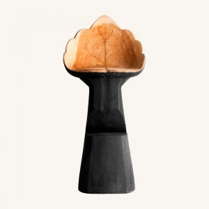 Scaun de bar negru/natur, din lemn de suar, 50x46x112 cm, HOJA - Img 2