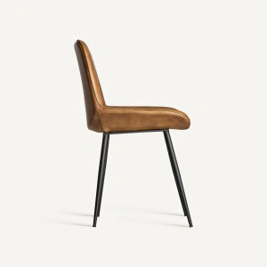Scaun dining maro camel, din fier și piele, 44x52x84 cm, MORTON - Img 3
