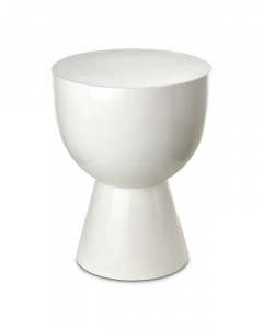 Taburet rotund, alb, din poliester, 35,5x46 cm, TIP TAP