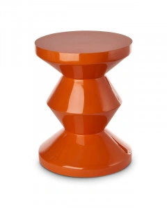 Taburet rotund, portocaliu, din poliester, 35,5x35,5x46 cm, ZIG ZAG